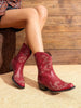 Women's Cowboy Cowgirl Western Ankle Boots Low Chunky Heels Square Toe Fall Short Booties Shoes