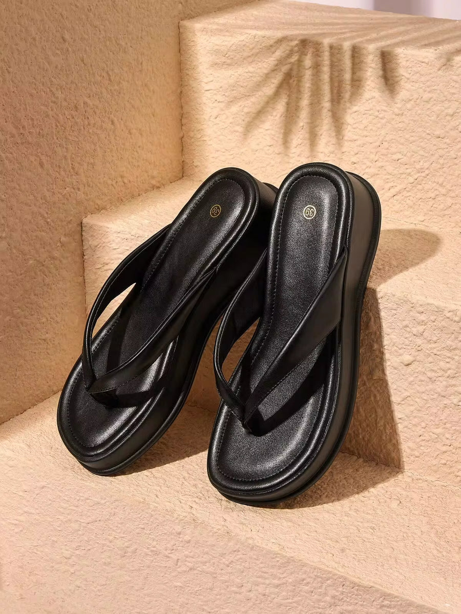 HighSole Thick-Soled High-Heeled Flip-Flops Women's Shoes Fashion New Summer Toe-Pinching Korean Sandals And Slippers Summer Shoes